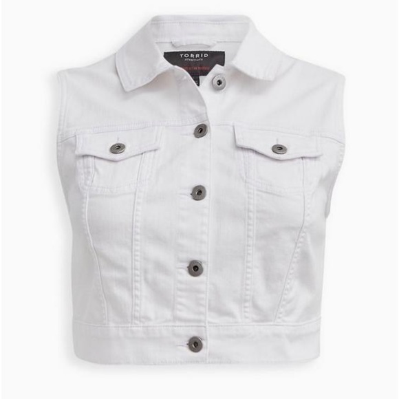 Torrid 3X stretch cropped denim jean vest classic - Picture 3 of 10